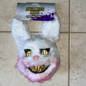 SNOWBALL WHITE BUNNY RABBIT BLOODY FUR TEETH CREEPY MASK COSTUME NEW
